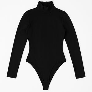 Black Turtleneck Long Sleeve Bodysuit